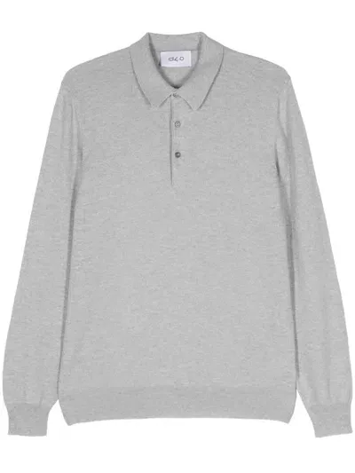 D4.0 Fine-ribbed Polo Shirt In Grey