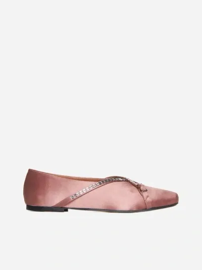 D’accori Cara Satin Ballerina Shoes In Rose City