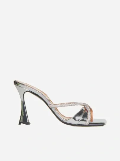 D’accori Lust Metallic Leather Mules In Disco Drama Crystal