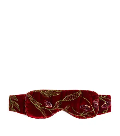 Daniel Hanson Silk Embroidered Sleep Mask In Red