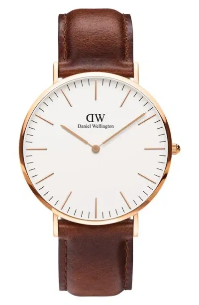 Daniel Wellington Classic St. Mawes Leather Strap Watch, 40mm In Brown