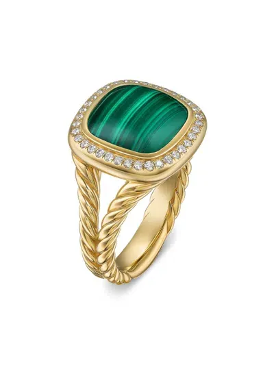 David Yurman 18kt Yellow Gold Albion Malachite And Diamond Ring In 金色