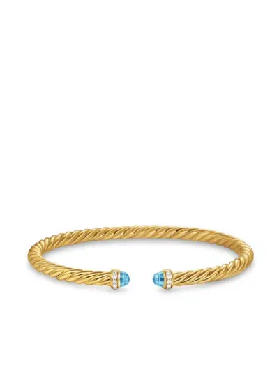 David Yurman 18kt Yellow Gold Cablespira Topaz And Diamonds Bracelet