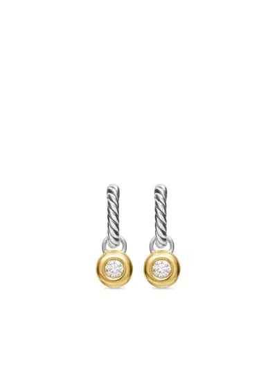 David Yurman Sterling Silver And 18kt Yellow Gold Petite Cable Diamond Earrings