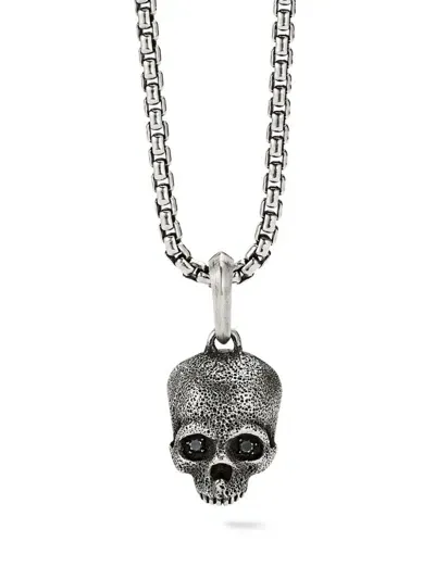 David Yurman Sterling Silver Memento Mori Skull Diamond Pendant In 银色