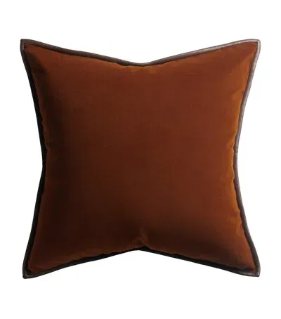 De Le Cuona Merino Velvet Cushion In Brown