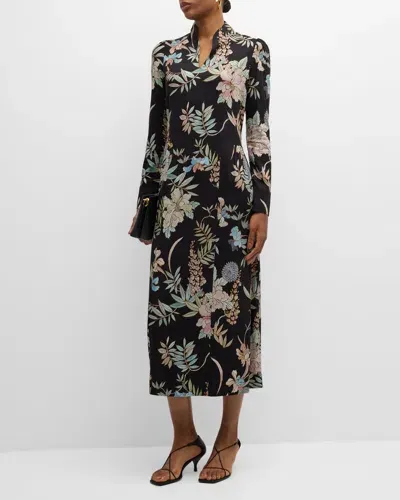 Dea Kudibal Simone Floral-print Viscose Midi Dress In Mimosa Black