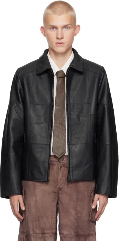 Deadwood Black Bruno Patch Leather Jacket In Patch Black