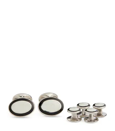 Deakin & Francis Enamelled Stud Cufflinks In Metallic