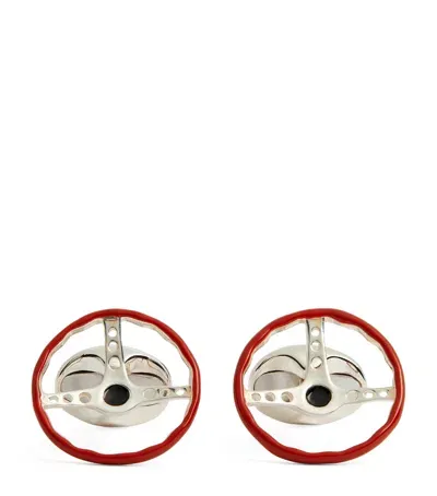 Deakin & Francis Sterling Silver Steering Wheel Cufflinks In Multi