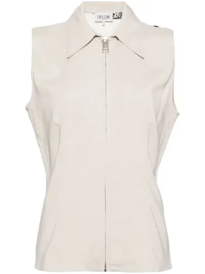 Del Core Classic Collar Vest In Neutrals