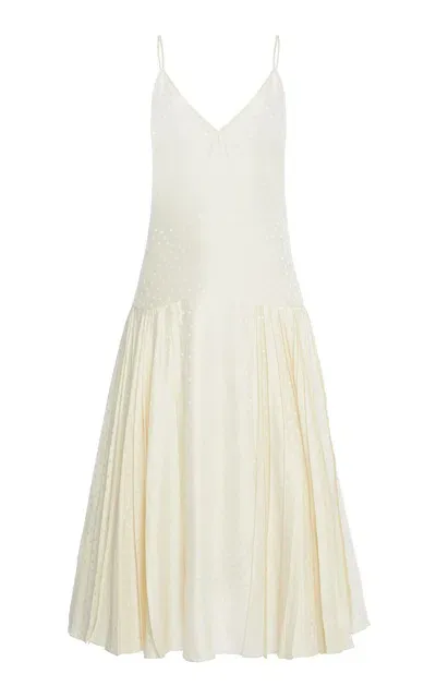 Del Core Pleated Midi Dress In Ivory