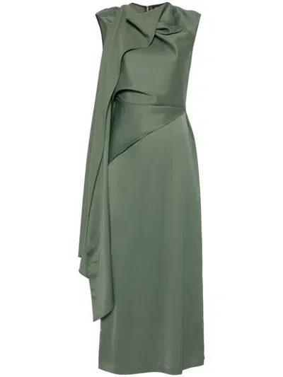 Del Core Sleeveless Scarf Midi Dress In Green