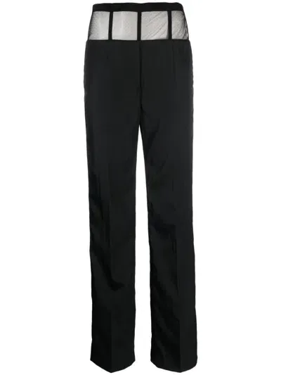 Del Core Corset-detailed Straight-leg Pants In Black