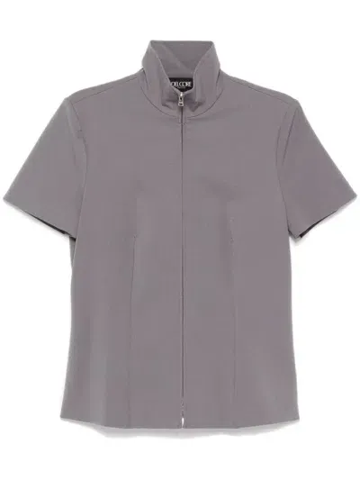 Del Core Zip Fastening Short Sleeves Shirt In Grey