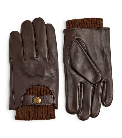 Dents Leather Press-stud Fastened Gloves In Brown