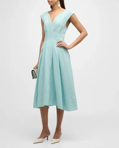 Derek Lam 10 Crosby Women's Marcie Cap-sleeve Silk-blend Midi-dress In Eggshell Blue