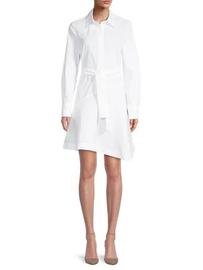 Derek Lam 10 Crosby Flora Asymmetric Shirt Dress In White