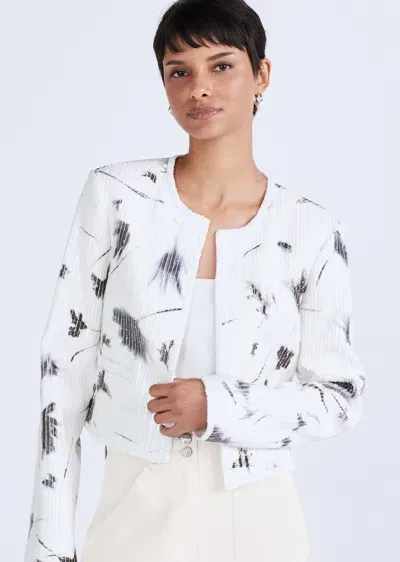 Derek Lam Cameron Sequin Jacket In White Black