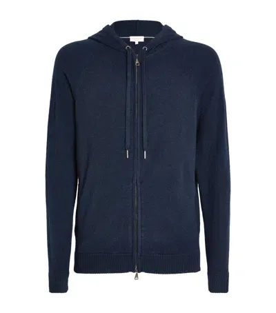 Derek Rose Cashmere Zip-up Hoodie In Blue