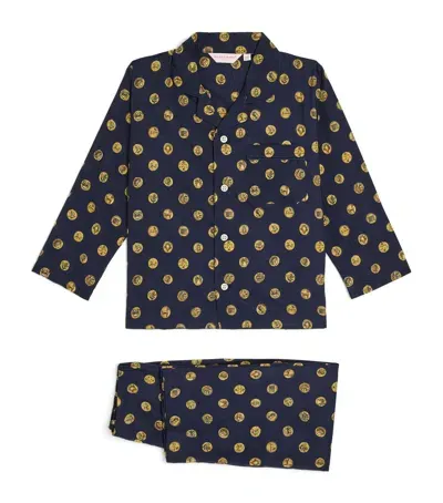 Derek Rose Kids' Coin Print Pyjamas In Navy