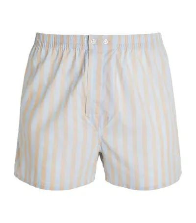 Derek Rose Cotton Striped Boxer Shorts In Blue