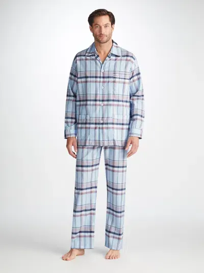 Derek Rose Check Barker Pyjama Set In Blue