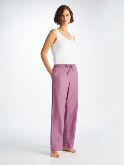 Derek Rose Women's Lounge Trousers Kate 10 Cotton Jacquard Purple