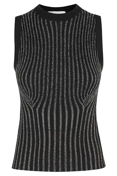 Des Phemmes Rib Lurex Tank Top In Black