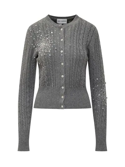 Des_phemmes Cardigan With Rhinestones In Grey