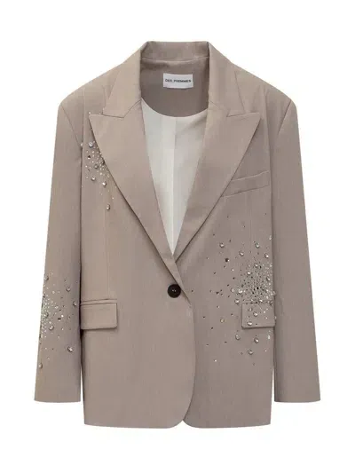 Des_phemmes Jacket With Rhinestones In Grey