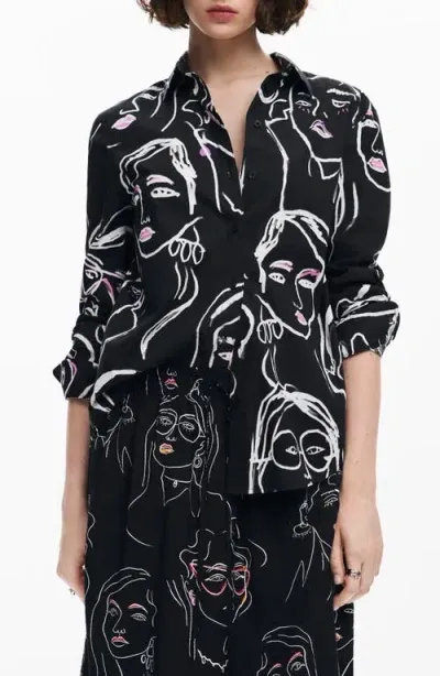 Desigual Cam Faces Shirt In Black