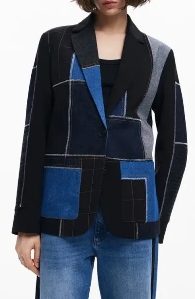 Desigual Cordoba Mixed Media Patchwork Jacket In Black