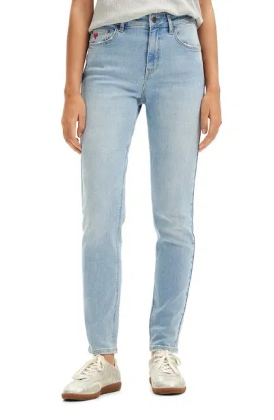 Desigual Delawar Distressed Skinny Jeans In Blue