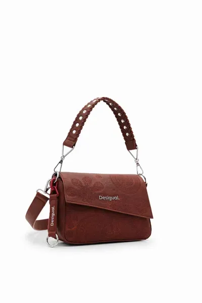 Desigual Embroidered S Handbag In Brown