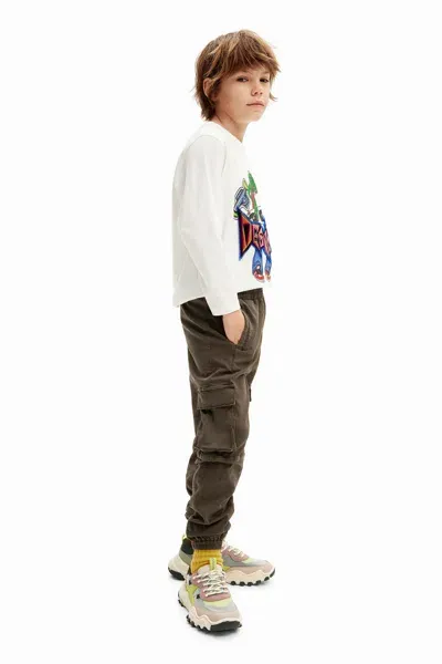 Desigual Kids' Long Jogger Pants With Cargo Pockets In Green