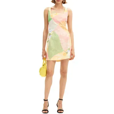 Desigual Peton Patchwork Print Minidress In Pink Mix