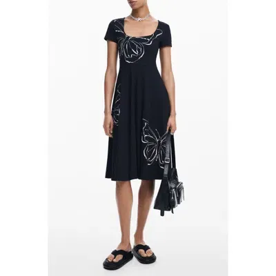 Desigual Raleigh Stretch Cotton T-shirt Dress In Black