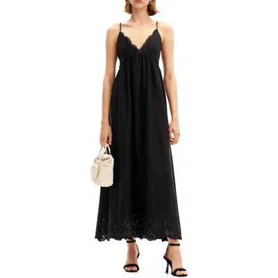 Desigual Temis Eyelet Trim A-line Dress In Black