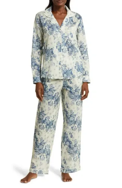 Desmond & Dempsey Long Sleeve Cotton Pajamas In Flowers Of Time