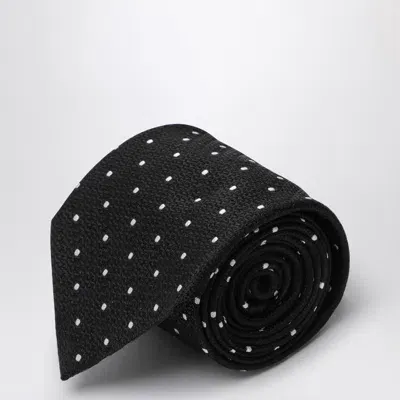 Destin Black/white Polka Dot Silk Tie