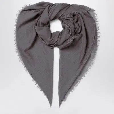 Destin Mud-coloured Wool-silk Blend Scarf In Grey