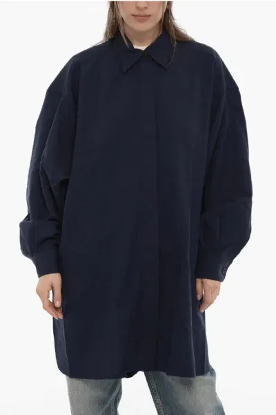 Destin Wool Linda Duster Coat With Hidden Buttoning In Blue