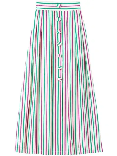 D'estree Striped Buttoned Skirt In Green