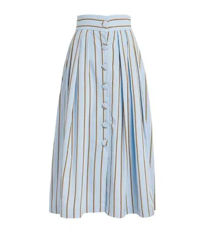 D'estree Striped Irving Midi Skirt In Blue