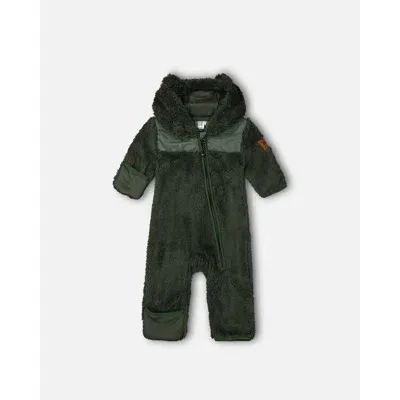 Deux Par Deux Baby Boy's Baby One Piece Plush Forest Green In Kombu Green