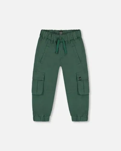 Deux Par Deux Baby Boy's Stretch Twill Cargo Jogger Pants Forest Green In Dark Forest