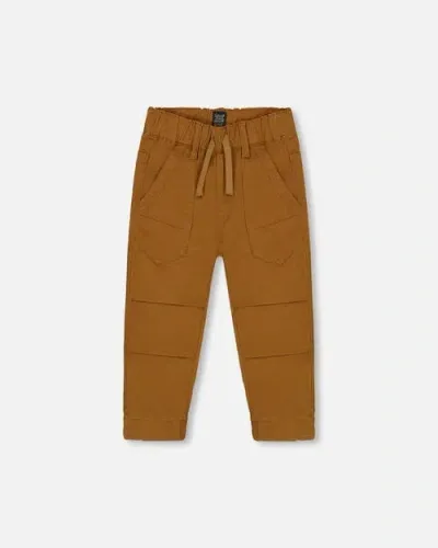 Deux Par Deux Baby Boy's Stretch Twill Pleated Knee Jogger Pants Caramel Brown In Chipmunk