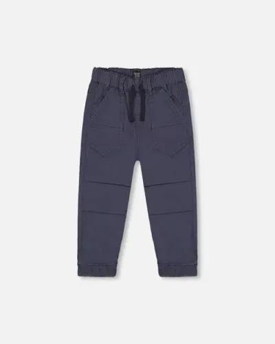 Deux Par Deux Baby Boy's Stretch Twill Pleated Knee Jogger Pants Dark Grey In Folkstone Grey