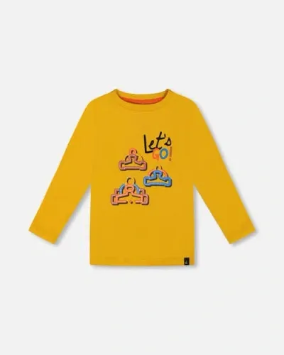 Deux Par Deux Baby Boy's T-shirt With Print Mustard Yellow In Mineral Yellow